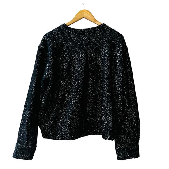 Spanx Twill Printed Snap Oversized Jacket Size XL Gray Black - Picture 4 of 11